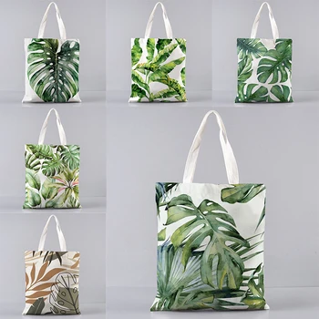 Холщовая сумка для покупок большой емкости серии Jungle Leaf, модные женские складные эко-сумки многоразового использования, подарок для вечеринки