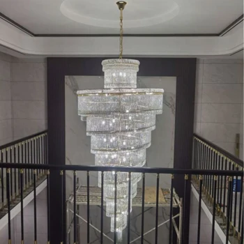 Хрустальная люстра Декоративное освещение вестибюля роскошного отеля в стиле лофт, современный дизайн, освещение гостиной двухуровневой виллы, основное освещение