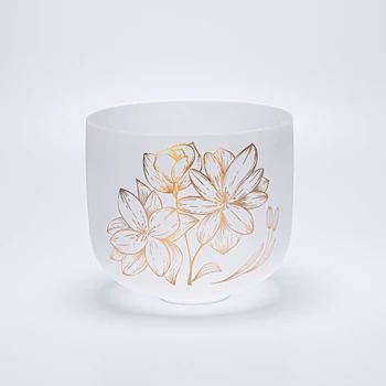 Хрустальная поющая чаша с настройкой СИТСАНГ-чакры, с цветочным узором, предназначенная для исцеления звуком, 9 дюймов