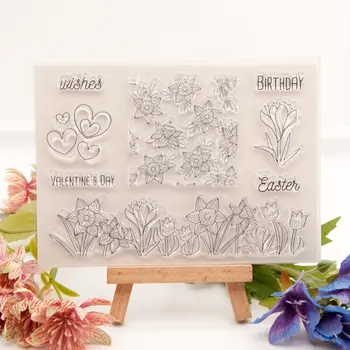 Цветы И листья, прозрачный силиконовый штамп для печати, Фотоальбом для скрапбукинга, Декоративные прозрачные листы для штампов