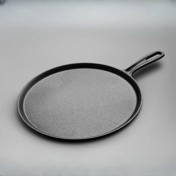Чугунная сковорода для блинов, плоская тарелка, 28 см, бытовой инструмент, чугун 0