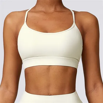 Экологичный быстросохнущий бюстгальтер для йоги телесного цвета с красивой спинкой, одежда для йоги, женское спортивное белье для бега 0