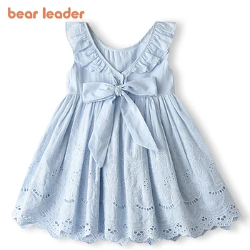 Элегантные платья для девочек Bear Leader 2023 Новые Летние детские праздничные костюмы Наряды принцессы с цветочным узором для девочек Детская праздничная одежда