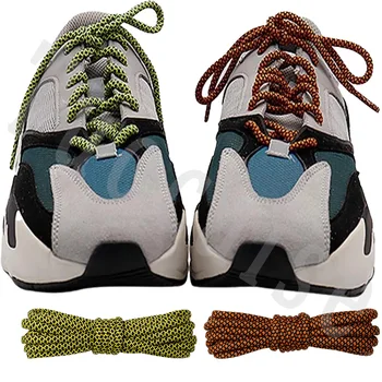 1 Пара Круглых Шнурков диаметром 5 мм, Двухцветные Однотонные Шнурки, Полиэфирные Шнурки для Спортивной обуви и кроссовок на открытом воздухе, Разноцветные Шнурки 1