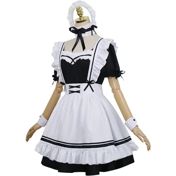 2022 Черные Милые Костюмы горничной Лолиты Девушки Женщины Прекрасная Униформа для косплея Горничной Анимационное Шоу Японский Наряд Платье Одежда 1