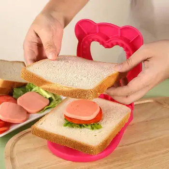 Легко моющийся резак для сэндвичей Герметик для резки сэндвичей из нержавеющей стали В форме сердца / медведя для детских обедов 1