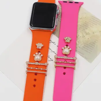 Металлические подвески Украшение ремешка для часов Кольцо для Apple Бриллиантовое Украшение для браслета iwatch Силиконовый ремешок Ювелирные Аксессуары 1
