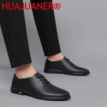Мужские оксфордские туфли для мужчин, весна-осень, нескользящая деловая офисная обувь для свадебного платья, Мужская удобная джентльменская черная обувь 1