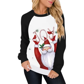 Новогодние футболки, Женские толстовки, Уродливые Рождественские Пуловеры, Топы с милым принтом Санта-Клауса, футболки с коротким рукавом, Новогодние женские плавки 1