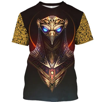 Новые летние мужские и женские футболки в стиле хип-хоп с интересным графическим рисунком, футболка с изображением египетского фараона, модные уличные футболки с 3D-принтом 1