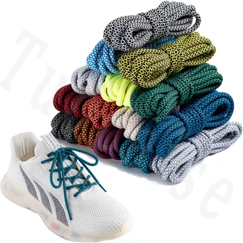 1 Пара Круглых Шнурков диаметром 5 мм, Двухцветные Однотонные Шнурки, Полиэфирные Шнурки для Спортивной обуви и кроссовок на открытом воздухе, Разноцветные Шнурки 2