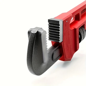 12-дюймовый / 8-дюймовый Сверхмощный прямой Трубный Ключ, Регулируемый алюминиевый Водопроводный Ключ с Плавающим Крюком и Двутавровой ручкой, красный 2