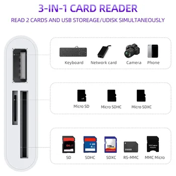 3 In1 Type-C Micro-USB SD TF Телефон OTG Card Reader Адаптер SD Card Reader для Samsung Galaxy для Планшета, Черный 2