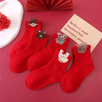 5 Пар детских носков Kawaii Sanrio, Милые носки средней длины Hello Kitty, Универсальная дышащая Рождественская атмосфера, Рождественский подарок 2