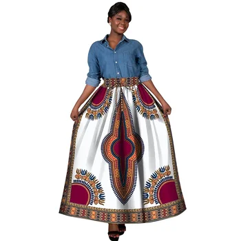 Женская юбка на заказ с принтом Дашики, макси-леди, длинные юбки с карманом, продевающие веревки на талии, Африканская женская одежда YF136 2