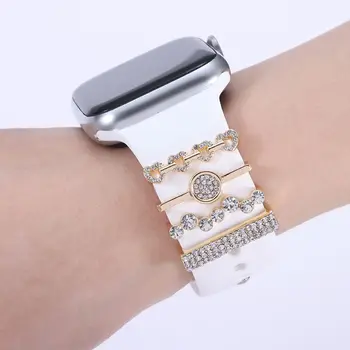 Металлические подвески, Декоративное кольцо для ремешка Apple Watch, Бриллиантовое украшение, смарт-часы, силиконовый ремешок, Аксессуары для браслета iwatch 2