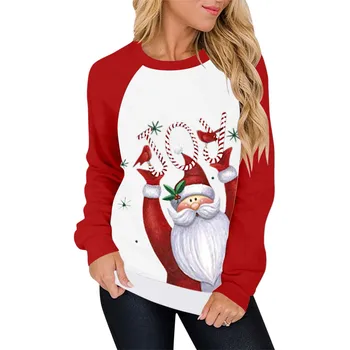Новогодние футболки, Женские толстовки, Уродливые Рождественские Пуловеры, Топы с милым принтом Санта-Клауса, футболки с коротким рукавом, Новогодние женские плавки 2