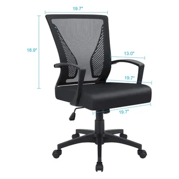 Офисное кресло Lacoo со средней спинкой, эргономичное сетчатое рабочее кресло с поясничной поддержкой, компьютерное кресло, черный 2