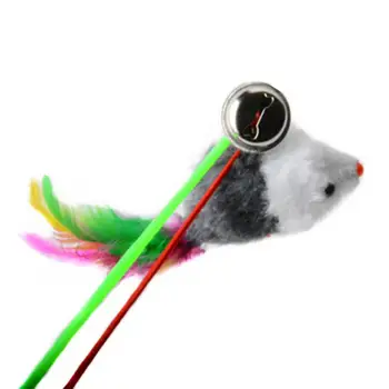 Тип удочки Красочная забавная кошачья палка в форме мыши, Эластичная веревка, Телескопическая удочка, реквизит для снятия скуки, интерактивные игрушки для ловли рыбы 2