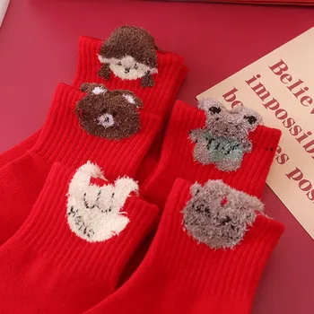 5 Пар детских носков Kawaii Sanrio, Милые носки средней длины Hello Kitty, Универсальная дышащая Рождественская атмосфера, Рождественский подарок 3