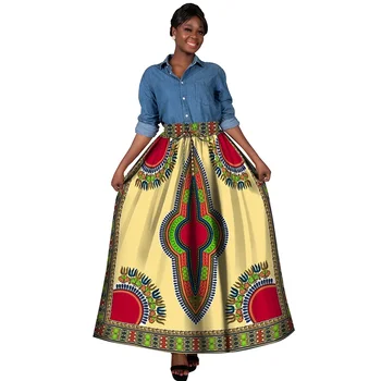 Женская юбка на заказ с принтом Дашики, макси-леди, длинные юбки с карманом, продевающие веревки на талии, Африканская женская одежда YF136 3