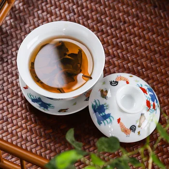 Имитирующий Династию Мин чайный сервиз гай ван из Костяного Фарфора Чайные Сервизы Дэхуа гайвань чайный фарфоровый горшок для путешествий Красивый легкий чайник 3