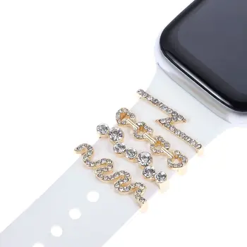 Металлические подвески, Декоративное кольцо для ремешка Apple Watch, Бриллиантовое украшение, смарт-часы, силиконовый ремешок, Аксессуары для браслета iwatch 3