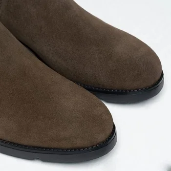 Фирменные дизайнерские ботинки Cortina Chelsea из старого текстиля ручной полировки, могут гибко сочетаться с деловой и повседневной одеждой. 3