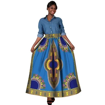 Женская юбка на заказ с принтом Дашики, макси-леди, длинные юбки с карманом, продевающие веревки на талии, Африканская женская одежда YF136 4
