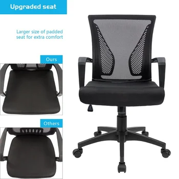 Офисное кресло Lacoo со средней спинкой, эргономичное сетчатое рабочее кресло с поясничной поддержкой, компьютерное кресло, черный 4