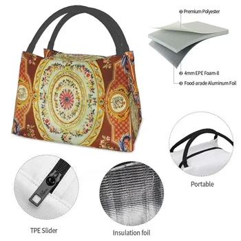 Французский ковер Aubusson, изолированная сумка для ланча, винтажный портативный термоохладитель, ланч-бокс для еды, кемпинг на открытом воздухе, путешествия 4
