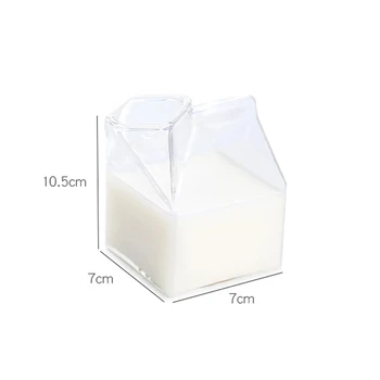 250 мл Креативная чашка в виде коробки для молока Прозрачные Стеклянные чашки в форме коробки для молока Студенческая бутылка для сока Милая Кофейная чашка Чайная посуда для напитков 5