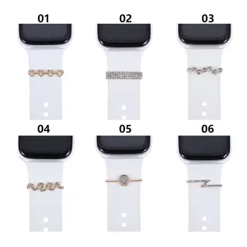Металлические подвески, Декоративное кольцо для ремешка Apple Watch, Бриллиантовое украшение, смарт-часы, силиконовый ремешок, Аксессуары для браслета iwatch 5